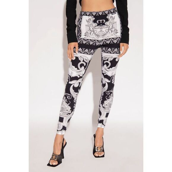 Versace Silver Gray White Black Baroque-Printed Leggings Size 38 2 XS NWT - Picture 12 of 16